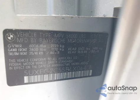 2011 BMW X6 xDrive35I from USA, damaged, VIN 5UXFG2C55BLX06406